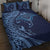 Hawaiian Manta Ray and Polynesian Tribal Tattoo Quilt Bed Set Dark Navy Color LT03