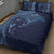 Hawaiian Manta Ray and Polynesian Tribal Tattoo Quilt Bed Set Dark Navy Color LT03