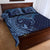 Hawaiian Manta Ray and Polynesian Tribal Tattoo Quilt Bed Set Dark Navy Color LT03