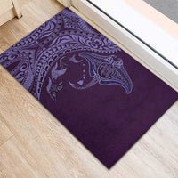 Hawaiian Manta Ray and Polynesian Tribal Tattoo Rubber Doormat Purple Color LT03