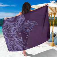 Hawaiian Manta Ray and Polynesian Tribal Tattoo Sarong Purple Color LT03