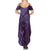 Hawaiian Manta Ray and Polynesian Tribal Tattoo Summer Maxi Dress Purple Color LT03