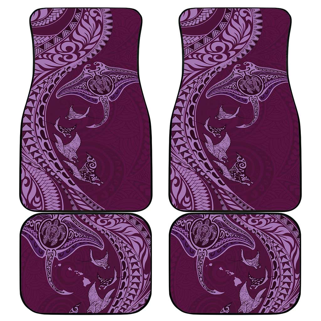 Hawaiian Manta Ray and Polynesian Tribal Tattoo Car Mats Pink Color LT03