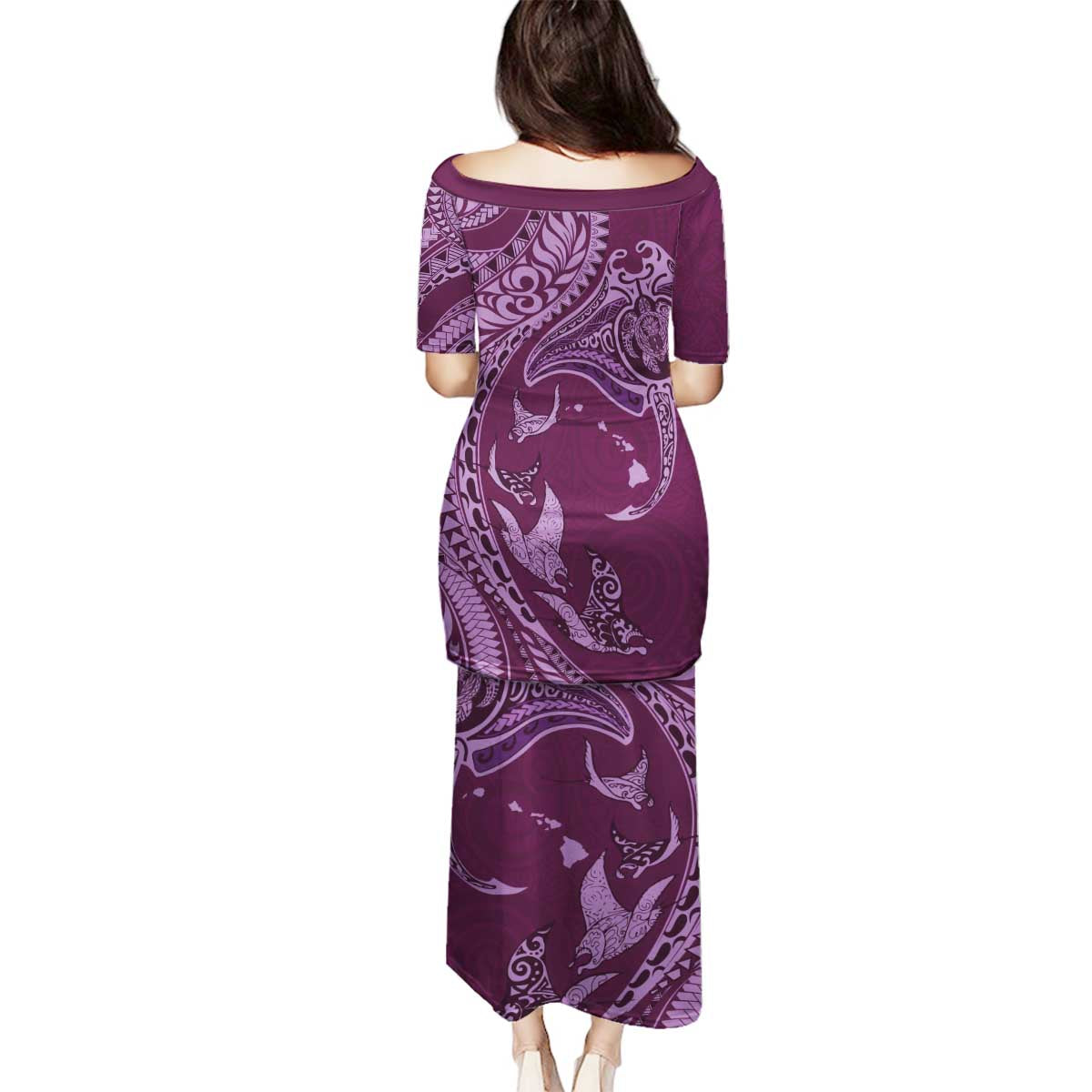 Hawaiian Manta Ray and Polynesian Tribal Tattoo Family Matching Puletasi and Hawaiian Shirt Pink Color LT03 - Polynesian Pride