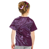 Hawaiian Manta Ray and Polynesian Tribal Tattoo Kid T Shirt Pink Color LT03