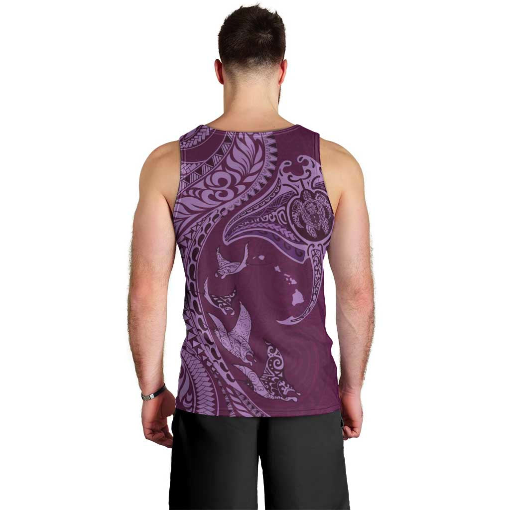 Hawaiian Manta Ray and Polynesian Tribal Tattoo Men Tank Top Pink Color LT03