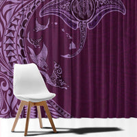 Hawaiian Manta Ray and Polynesian Tribal Tattoo Window Curtain Pink Color LT03
