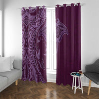 Hawaiian Manta Ray and Polynesian Tribal Tattoo Window Curtain Pink Color LT03
