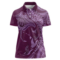 Hawaiian Manta Ray and Polynesian Tribal Tattoo Women Polo Shirt Pink Color LT03 Female Pink - Polynesian Pride