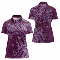 Hawaiian Manta Ray and Polynesian Tribal Tattoo Women Polo Shirt Pink Color LT03 - Polynesian Pride