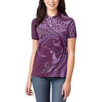 Hawaiian Manta Ray and Polynesian Tribal Tattoo Women Polo Shirt Pink Color LT03 - Polynesian Pride
