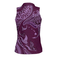 Hawaiian Manta Ray and Polynesian Tribal Tattoo Women Sleeveless Polo Shirt Pink Color LT03 - Polynesian Pride