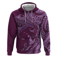 Hawaiian Manta Ray and Polynesian Tribal Tattoo Zip Hoodie Pink Color LT03