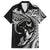 Hawaiian Manta Ray and Polynesian Tribal Tattoo Family Matching Puletasi and Hawaiian Shirt Black Color LT03