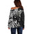 Hawaiian Manta Ray and Polynesian Tribal Tattoo Off Shoulder Sweater Black Color LT03