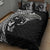 Hawaiian Manta Ray and Polynesian Tribal Tattoo Quilt Bed Set Black Color LT03