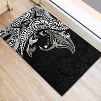 Hawaiian Manta Ray and Polynesian Tribal Tattoo Rubber Doormat Black Color LT03