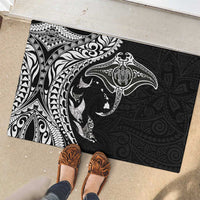 Hawaiian Manta Ray and Polynesian Tribal Tattoo Rubber Doormat Black Color LT03