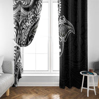 Hawaiian Manta Ray and Polynesian Tribal Tattoo Window Curtain Black Color LT03