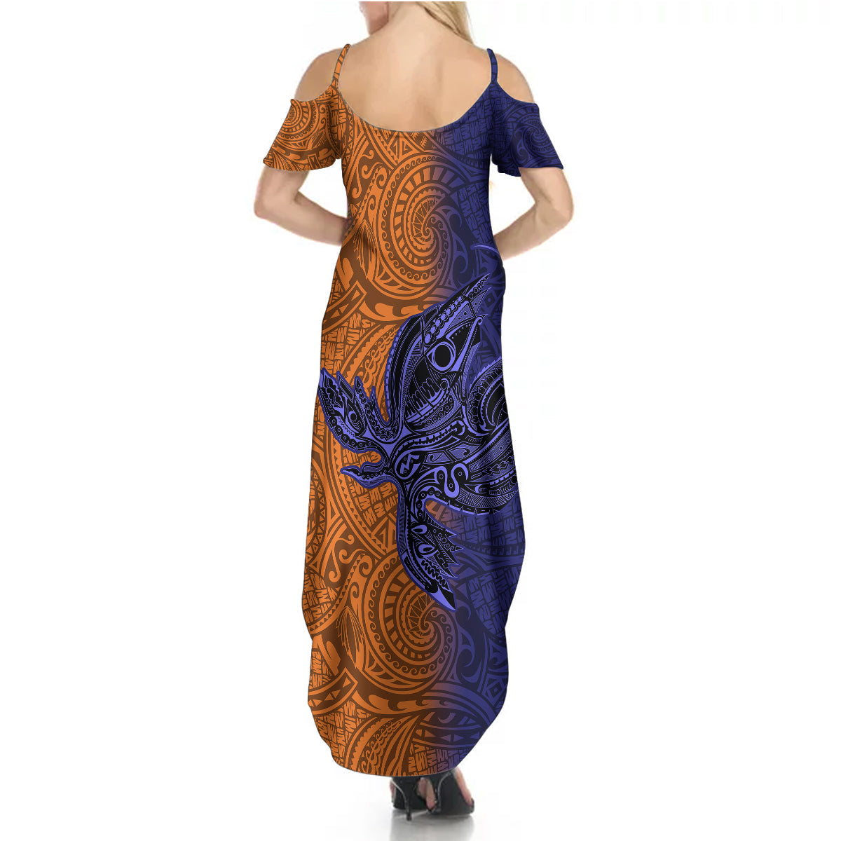 Papua New Guinea New Ireland Province Summer Maxi Dress PNG Birds Of Paradise Polynesian Arty Style LT03 - Polynesian Pride