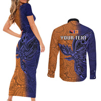 Custom Papua New Guinea New Ireland Province Couples Matching Short Sleeve Bodycon Dress and Long Sleeve Button Shirts PNG Birds Of Paradise Polynesian Arty Style LT03 - Polynesian Pride