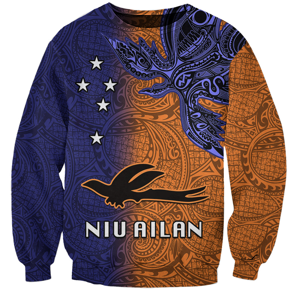 Custom Papua New Guinea New Ireland Province Sweatshirt PNG Birds Of Paradise Polynesian Arty Style LT03 Unisex Orange - Polynesian Pride