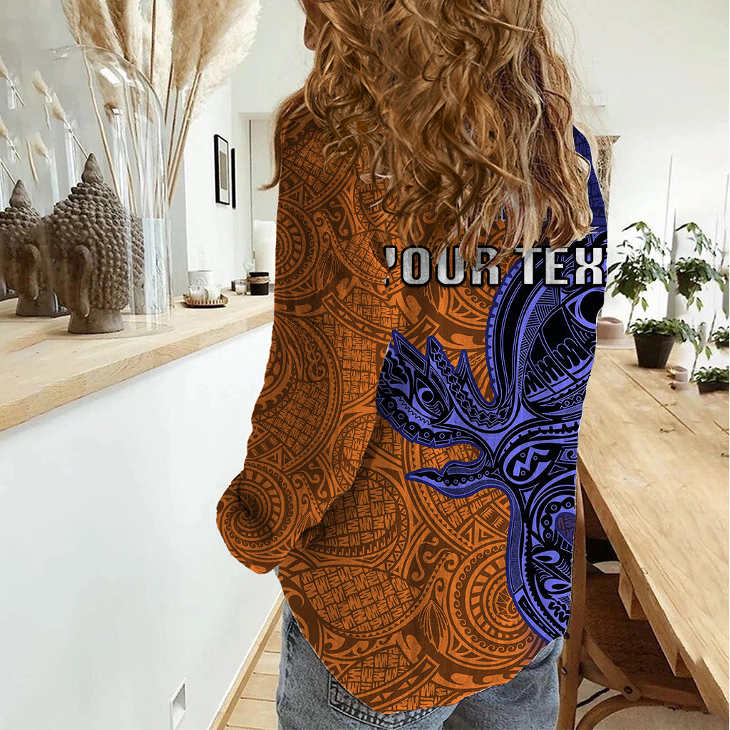 Custom Papua New Guinea New Ireland Province Women Casual Shirt PNG Birds Of Paradise Polynesian Arty Style LT03 - Polynesian Pride