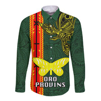 Papua New Guinea Oro Province Long Sleeve Button Shirt PNG Birds Of Paradise Polynesian Arty Style LT03 Unisex Green - Polynesian Pride