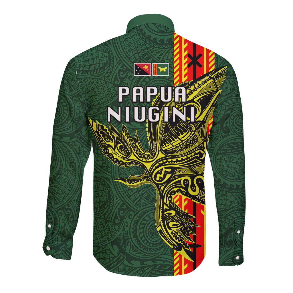Papua New Guinea Oro Province Long Sleeve Button Shirt PNG Birds Of Paradise Polynesian Arty Style LT03 - Polynesian Pride