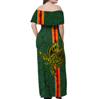 Papua New Guinea Oro Province Off Shoulder Maxi Dress PNG Birds Of Paradise Polynesian Arty Style LT03 - Polynesian Pride