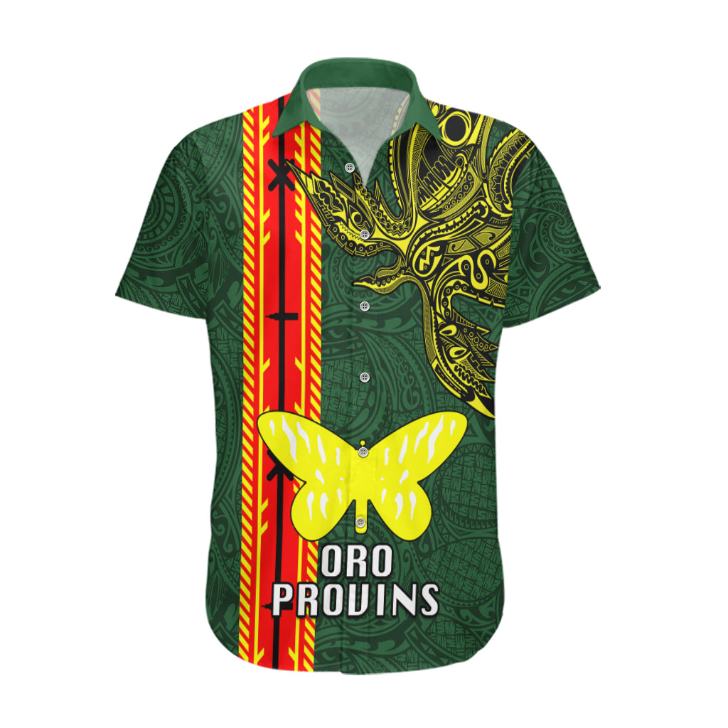 Custom Papua New Guinea Oro Province Hawaiian Shirt PNG Birds Of Paradise Polynesian Arty Style LT03 Green - Polynesian Pride