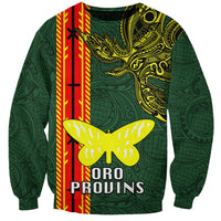 Custom Papua New Guinea Oro Province Sweatshirt PNG Birds Of Paradise Polynesian Arty Style LT03 Unisex Green - Polynesian Pride