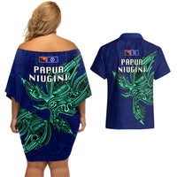 Papua New Guinea Bougainville Couples Matching Off Shoulder Short Dress and Hawaiian Shirt PNG Birds Of Paradise Polynesian Arty Style LT03 - Polynesian Pride
