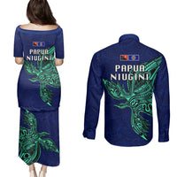 Papua New Guinea Bougainville Couples Matching Puletasi Dress and Long Sleeve Button Shirts PNG Birds Of Paradise Polynesian Arty Style LT03 - Polynesian Pride