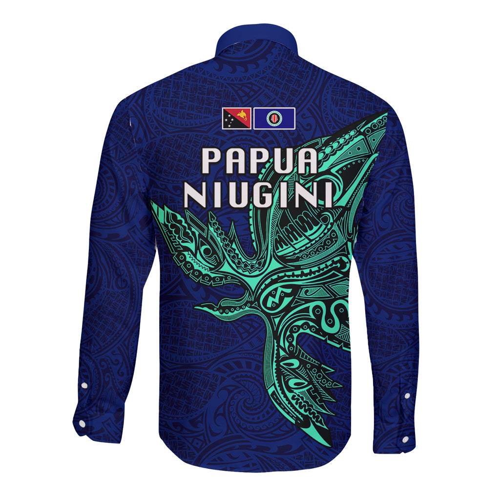 Papua New Guinea Bougainville Long Sleeve Button Shirt PNG Birds Of Paradise Polynesian Arty Style LT03 - Polynesian Pride