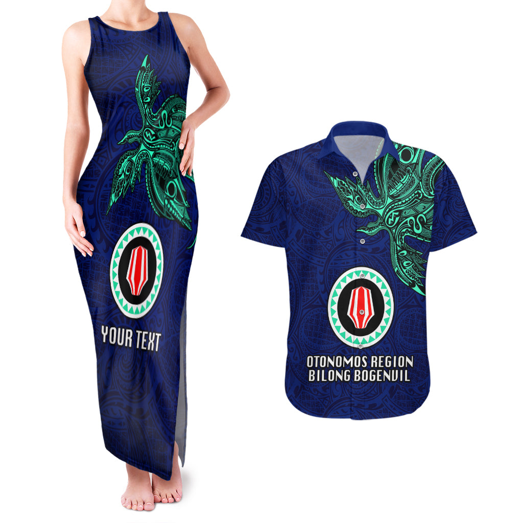 Custom Papua New Guinea Bougainville Couples Matching Tank Maxi Dress and Hawaiian Shirt PNG Birds Of Paradise Polynesian Arty Style LT03 Blue - Polynesian Pride