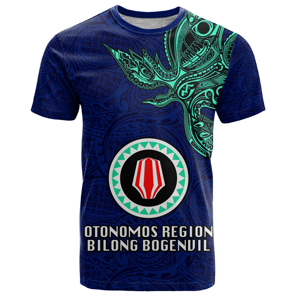 Custom Papua New Guinea Bougainville T Shirt PNG Birds Of Paradise Polynesian Arty Style LT03 Blue - Polynesian Pride
