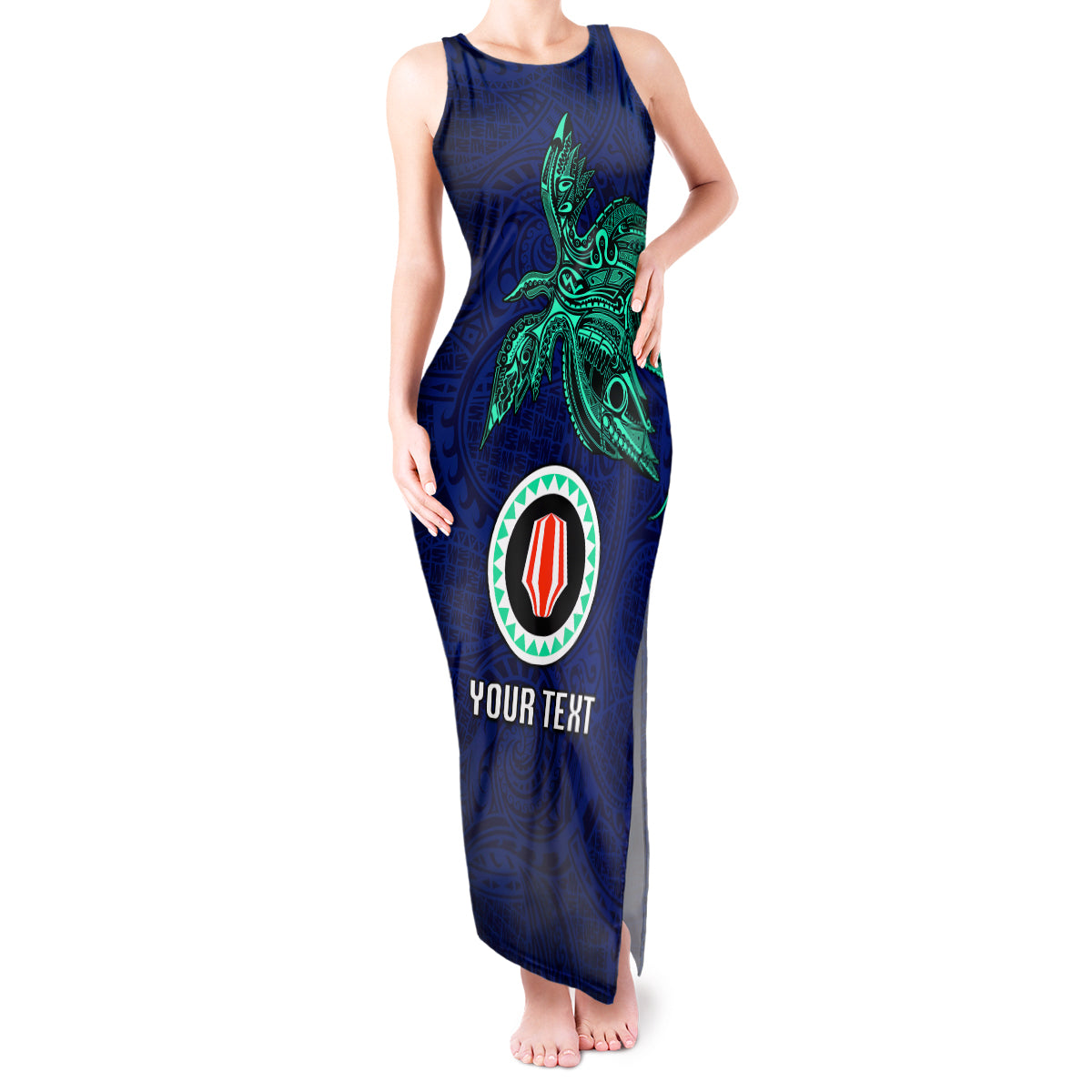 Custom Papua New Guinea Bougainville Tank Maxi Dress PNG Birds Of Paradise Polynesian Arty Style LT03 Women Blue - Polynesian Pride