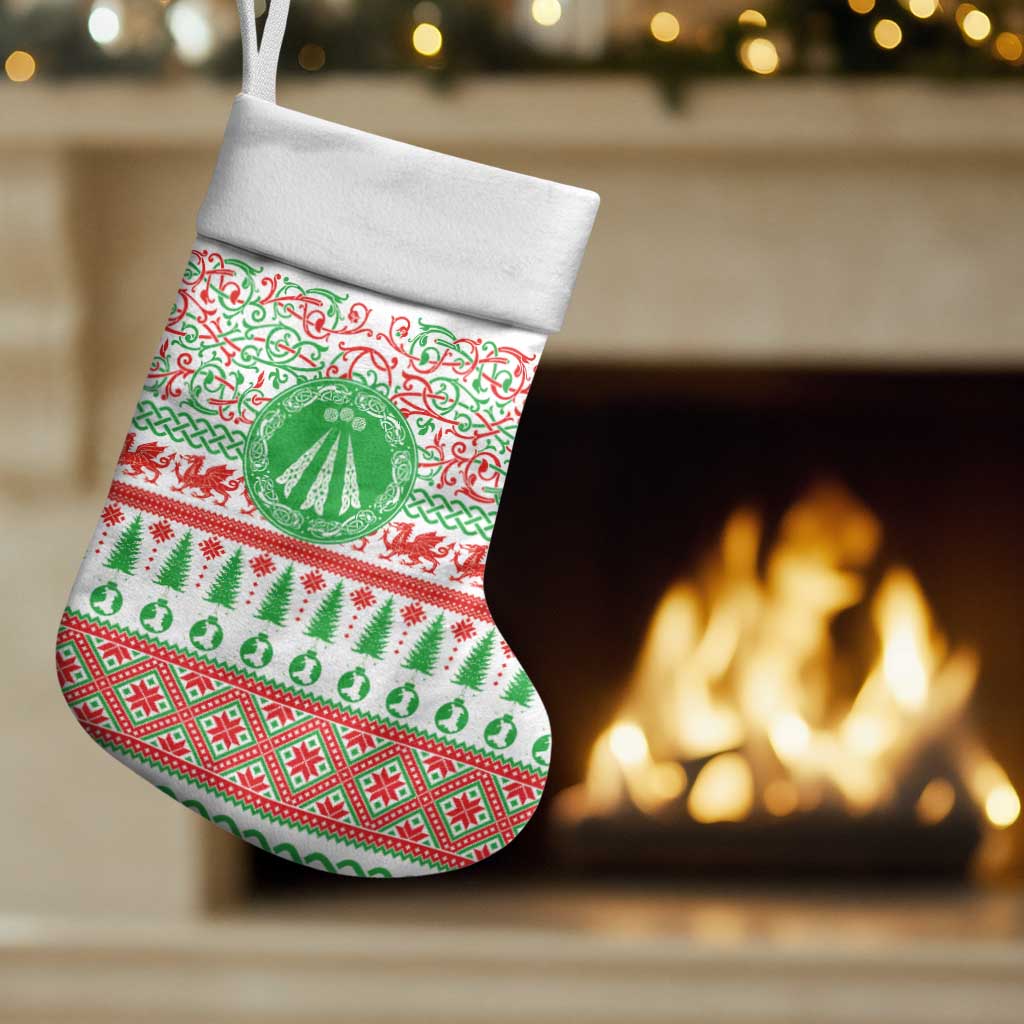 Welsh Christmas Christmas Stocking Awen and Celtics Culture with Xmas Elements - Polynesian Pride