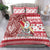 Hawaii Mele Kalikimaka Bedding Set Santa Claus Surfing with Hawaiian Pattern Striped Red Style LT03 - Polynesian Pride