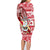 Hawaii Mele Kalikimaka Family Matching Long Sleeve Bodycon Dress and Hawaiian Shirt Santa Claus Surfing with Hawaiian Pattern Striped Red Style LT03 - Polynesian Pride