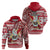 Hawaii Mele Kalikimaka Hoodie Santa Claus Surfing with Hawaiian Pattern Striped Red Style LT03 - Polynesian Pride