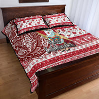 Hawaii Mele Kalikimaka Quilt Bed Set Santa Claus Surfing with Hawaiian Pattern Striped Red Style LT03 - Polynesian Pride
