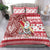 Custom Hawaii Mele Kalikimaka Bedding Set Santa Claus Surfing with Hawaiian Pattern Striped Red Style LT03 - Polynesian Pride