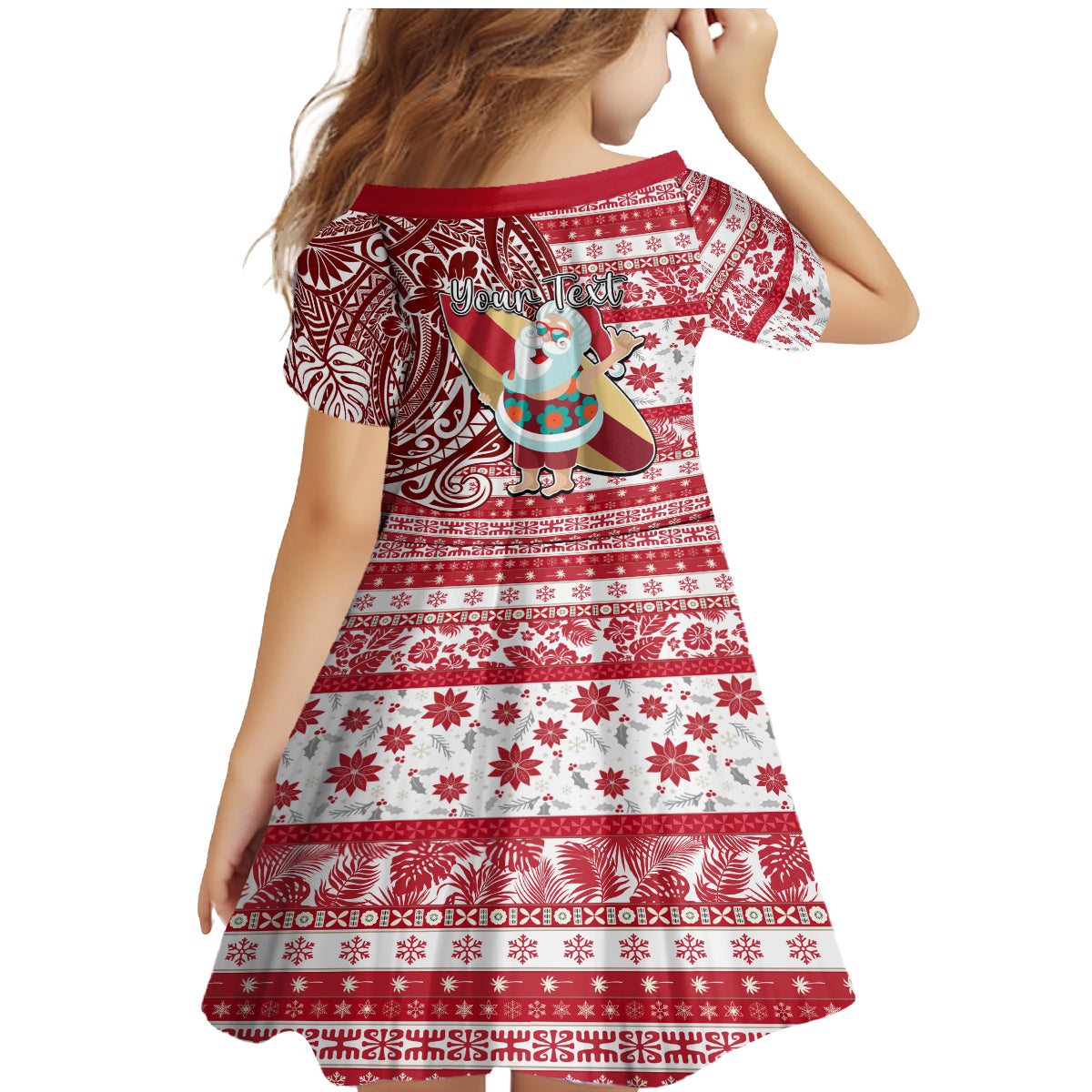 Custom Hawaii Mele Kalikimaka Family Matching Mermaid Dress and Hawaiian Shirt Santa Claus Surfing with Hawaiian Pattern Striped Red Style LT03 - Polynesian Pride