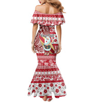 Custom Hawaii Mele Kalikimaka Family Matching Mermaid Dress and Hawaiian Shirt Santa Claus Surfing with Hawaiian Pattern Striped Red Style LT03 - Polynesian Pride