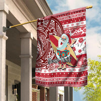 Custom Hawaii Mele Kalikimaka Garden Flag Santa Claus Surfing with Hawaiian Pattern Striped Red Style LT03 House Flag Red - Polynesian Pride