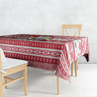 Custom Hawaii Mele Kalikimaka Tablecloth Santa Claus Surfing with Hawaiian Pattern Striped Red Style LT03 - Polynesian Pride