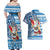 Hawaii Mele Kalikimaka Couples Matching Off Shoulder Maxi Dress and Hawaiian Shirt Santa Claus Surfing with Hawaiian Pattern Striped Blue Style LT03 - Polynesian Pride