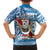 Hawaii Mele Kalikimaka Family Matching Long Sleeve Bodycon Dress and Hawaiian Shirt Santa Claus Surfing with Hawaiian Pattern Striped Blue Style LT03 - Polynesian Pride